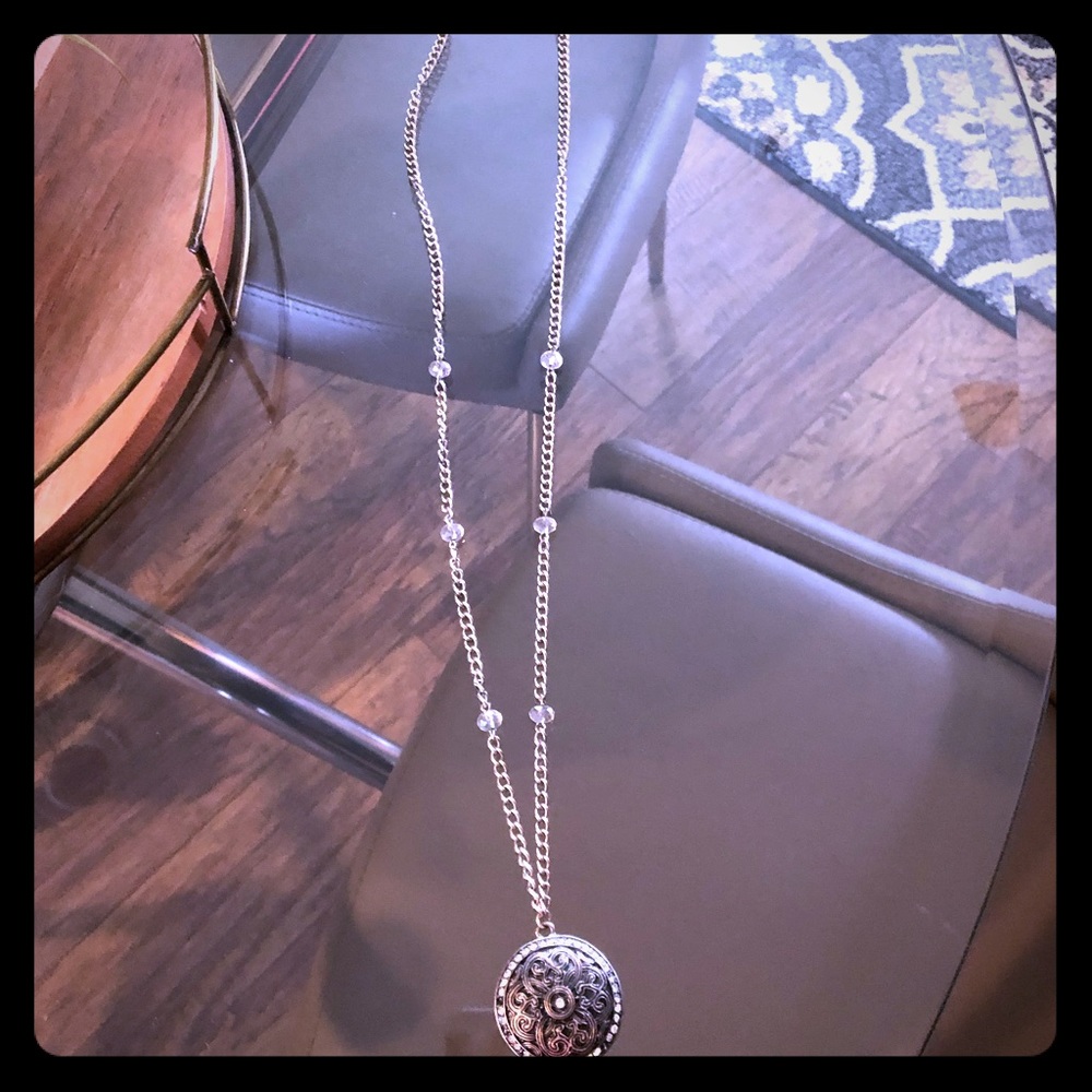 Long chain silver necklace